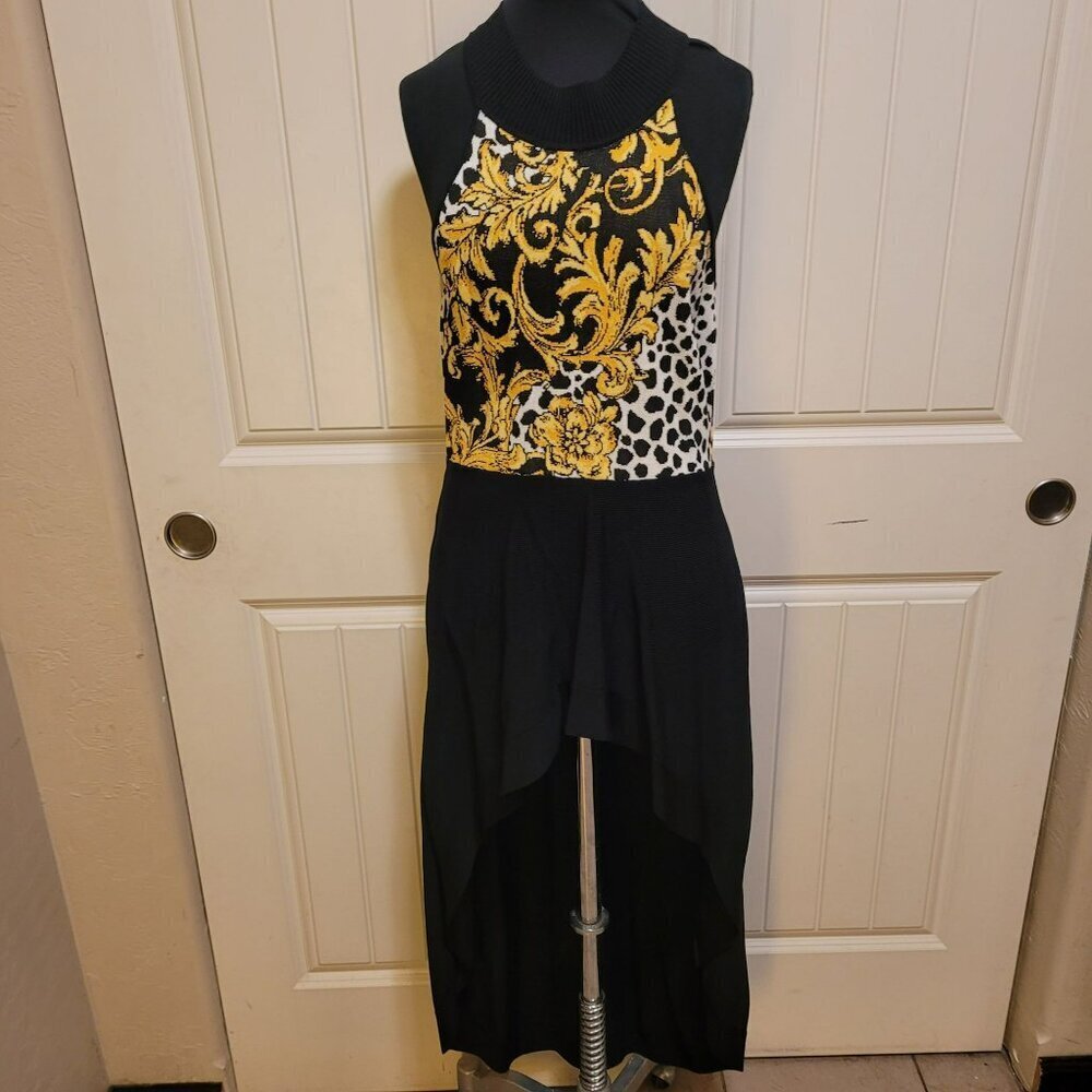 7th Avenue Design Studio Black & Gold Halter Dress M - Picture 3 of 8
